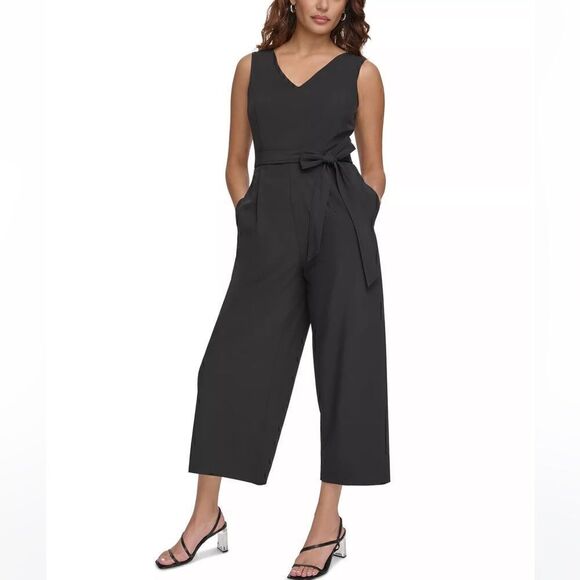 Calvin Klein Women's Sleeveless Belted Commuter Jumpsuit
